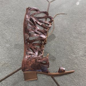 Open toe gladiator booties